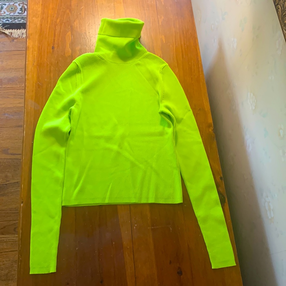 Spring Bright Limeade splash of color crop turtleneck top.
